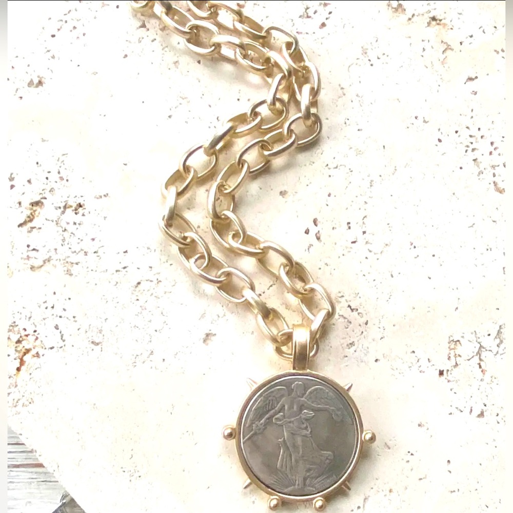 Medallion French Angel Coin Necklace